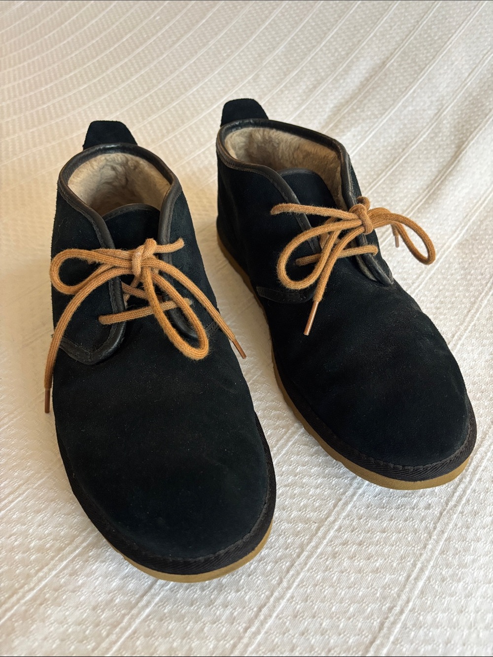 UGG Men's Black Suede Chukka Boots with Tan Laces